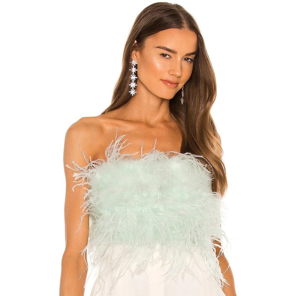 NWT Lamarque x Revolve Zaina Feather Bustier in Mint - Sz XS